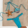 Bikini micro sirène à paillettes, cache étoile de mer et coquillage, string à nouer