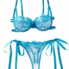 Ensemble lingerie 2 pièces en maille brodée florale, soutien-gorge à armatures et string